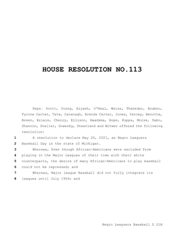 House Resolution No.113
