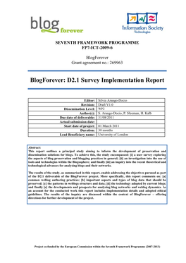 Seventh Framework Programme Fp7-Ict-2009-6