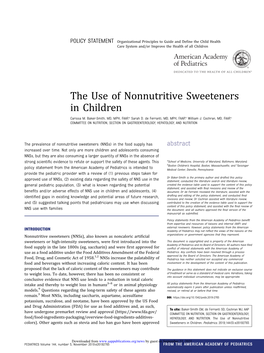 The Use of Nonnutritive Sweeteners in Children Carissa M