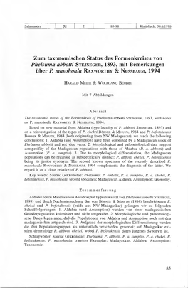 Zum Taxonomischen Status Des Formenkreises Von Phelsuma Abbotti STEJNEGER, 1893, Mit Bemerkungen Über P