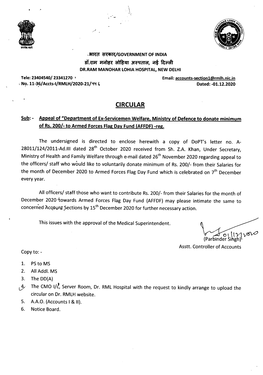 Circular Regarding Armed Forces Flag Day Fund