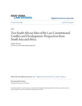 Two South African Men of the Law Constitutional Conflict and Development