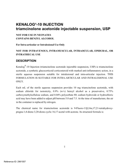 Triamcinolone Acetonide Injectable Suspension, USP