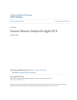 Forensic Memory Analysis for Apple OS X Andrew F