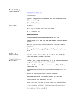 Jonathan Weinberg's CV