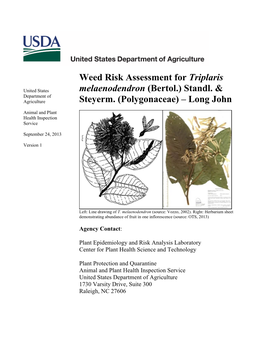 Weed Risk Assessment for Triplaris Melaenodendron