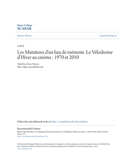 Les Mutations D'un Lieu De Mémoire. Le Vélodrome D'hiver Au Cinéma