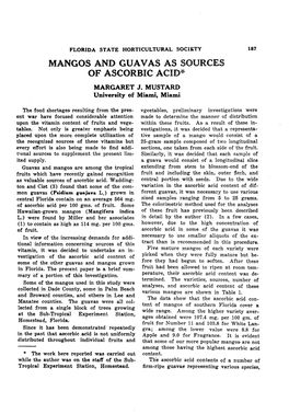 Mangos and Guavas As Sources of Ascorbic Acid*