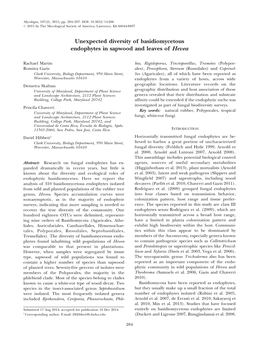 Unexpected Diversity of Basidiomycetous Endophytes in Sapwood and Leaves of Hevea