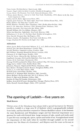 The Opening of Ladakh-Five Years on Mark Dravers