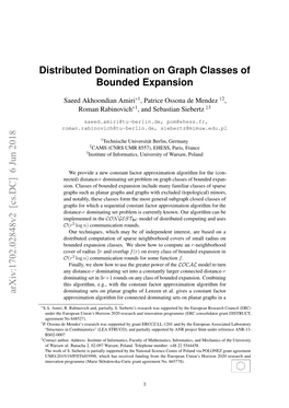 Distributed Domination on Graph Classes of Bounded Expansion Arxiv:1702.02848V2