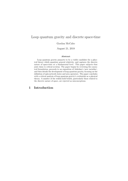 Loop Quantum Gravity and Discrete Space-Time