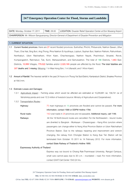 24/7 Emergency Operation Center for Flood, Storms and Landslide
