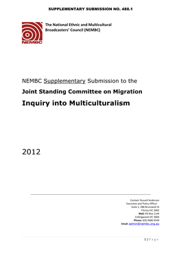 Inquiry Into Multiculturalism