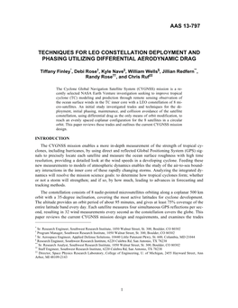 Techniques for Leo Constellation Deployment and Phasing Utilizing Differential Aerodynamic Drag