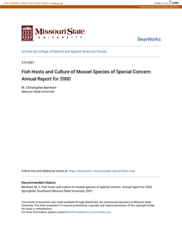 Fish Hosts and Culture of Mussel Species of Special Concern: Annual Report for 2000
