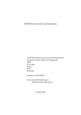 RSPB Reserves and Local Economies