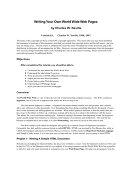 Writing Your Own World Wide Web Pages