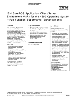 IBM Surepos Application Client/Server Environment V1R3 for the 4690 Operating System — Full Function Supermarket Enhancements