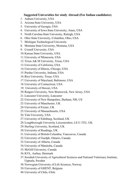 Suggested Universities for Study Abroad (For Indian Candidates) 1