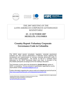 Voluntary Corporate Governance Code in Colombia