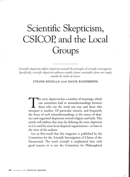 Scientific Skepticism, CSICOP and the Local Groups