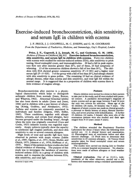 Exercise-Induced Bronchoconstriction, Skin Sensitivity, and Serum Ige in Children with Eczema J