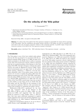 Astrophysics on the Velocity of the Vela Pulsar