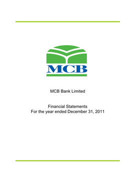 MCB Bank Limited Financial Statements for the Year Ended