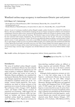 Woodland Caribou Range Occupancy in Northwestern Ontario: Past and Present