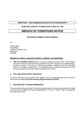 Breach of Conditions Notice