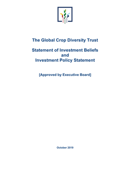 Crop Trust Investment Beliefs & Policy Statement