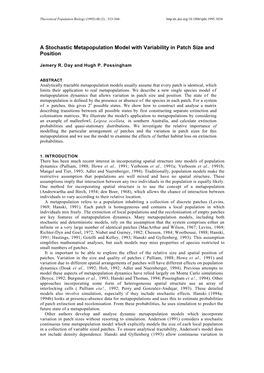 A Stochastic Metapopulation Model with Variability in Patch Size and Position