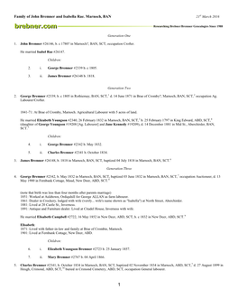 Family of John Bremner and Isabella Rae. Marnoch, BAN 21St March 2016