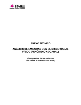 Anexo Técnico Análisis De Emisoras Con El Mismo Canal Físico (Fenómeno Cocanal)