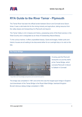 RYA Guide to the River Tamar - Plymouth