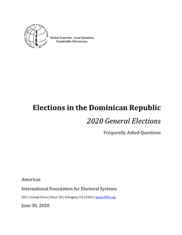 Elections in the Dominican Republic 2020 General Elections