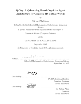 Q-Cog: a Q-Learning Based Cognitive Agent Architecture for Complex 3D