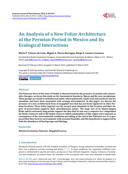 An Analysis of a New Foliar Architecture of the Permian Period in Mexico and Its Ecological Interactions