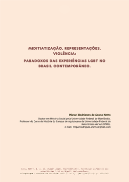 Paradoxos Das Experiências Lgbt No Brasil Contemporâneo