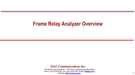 Frame Relay Analyzer Overview