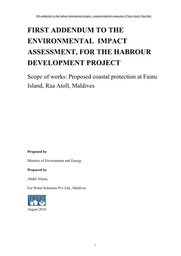 First Addendum to the Environmental Impact Assessment, for the Habrour Development Project