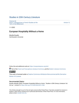 European Hospitality Without a Home