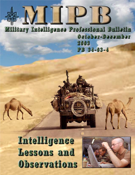 Military Intelligence3military Intelligenceby Don Adamson Design Director 32 Lessons Learned: a Ground Surveillance System Platoon in Specialist Ernesto A