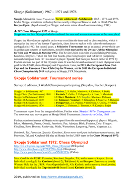 Tournament Series Skopje Solidarnost 1972: Chess Olympiad