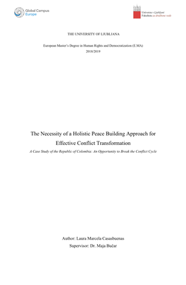 The Necessity of a Holistic Peace Building Approach for Effective