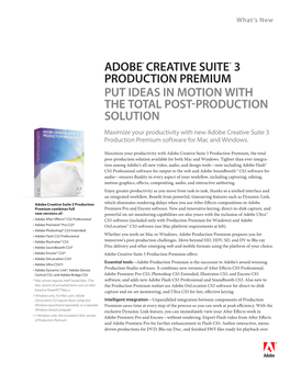 Adobe Creative Suite 3 Production Premium What's