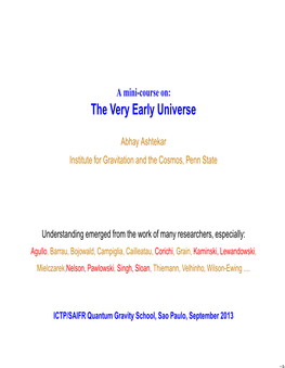 The Very Early Universe