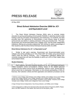 PRESS RELEASE Ministry of Education