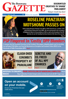 Roseline Panzirah Motshome Passes on 'Before Joining Botswana Patriotic Front (BPF) in 2019, Panzirah Was a Member of the Ruling Botswana Democratic Party (BDP)